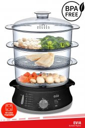 Evia 60 Dakika Zaman Ayarlı 10 Litre Bpa Içermeyen Buharlı Pişirici thumbnail 1