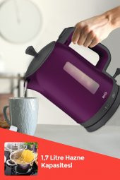 Evia Çayzade Mor Cam Demlikli Bpa İçermeyen Çay Makinesi Ve Su Isıtıcısı - 5