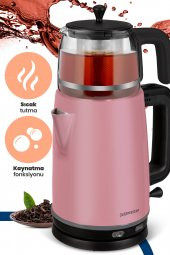 GoldMaster Emirgan Sedef Pembe Geniş Hazneli Paslanmaz Çelik Çay Makinesi Ve Su Isıtıcısı - 3