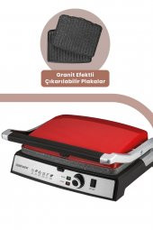 GoldMaster Gralux Kırmızı Paslanmaz Çelik Granit Çıkarılabilir Plakalı Tost Ve Izgara Makinesi - 3