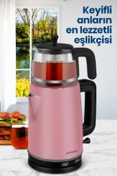 GoldMaster Emirgan Sedef Pembe Geniş Hazneli Paslanmaz Çelik Çay Makinesi Ve Su Isıtıcısı - 6