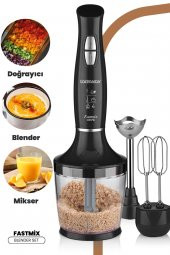 GoldMaster Fastmix Siyah Sessiz Hız Ayarlı 3 In 1 Doğrama Karıştırma Blender Seti - 8