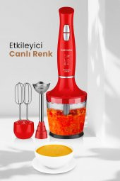Goldmaster Fastmix Kırmızı Sessiz Hız Ayarlı 3 In 1 Doğrama Karıştırma Blender Seti - 5