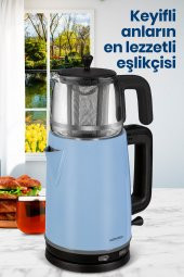 GoldMaster Emirgan Buz Mavisi Geniş Hazneli Paslanmaz Çelik Çay Makinesi Ve Su Isıtıcısı - 7
