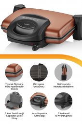 GoldMaster Lezzito Gold Granit Çıkarılabilir Plakalı 5 Kademe Isı Ayarlı Tost Ve Izgara Makinesi - 4