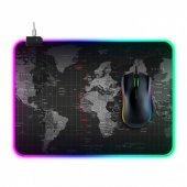 Polham RGB Işıklı Mouse Pad, 14 Işık Modlu Kaymaz Tabanlı Kauçuk Kumaş Mouse Pad 300*250*4MM - 1