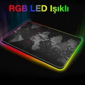 Polham RGB Işıklı Mouse Pad, 14 Işık Modlu Kaymaz Tabanlı Kauçuk Kumaş Mouse Pad 300*250*4MM - 3