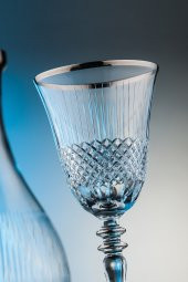 Kcd Antik Platin Kesme El Dekor Yaldızlı Desenli Cam 6 Adet Ayaklı Bardak Kadeh thumbnail 1