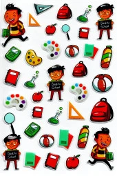 Sticker Kabartmalı A4 boyutunda Stiker Defter, planlayıcı etiket -(Lim104) - Okul, Ders - 1