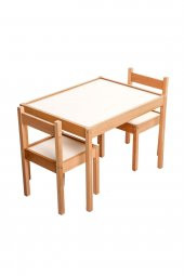 Baby&Toys Baby Toys Montessori Ahşap Masa Ve Sandalye Seti - 1
