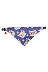 Cocopet Gözlüklü Kedi Desenli Ayarlanabilir Fular Bandana Kedi Tasması - 1