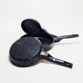 Bakalit Sap Döküm Granit Kaplama Yanmaz Yapışmaz Kalın Tava Seti - 3