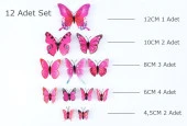 3D PVC Manyetik Kelebek 12 li Duvar Süsleme Dekorasyon Model H3 - 9