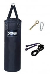 Desfabe Polydes 80x25 Cm Kolonlu Boks Kum Torbası Siyah+Askı Aparatı+Atlama İpi - 1