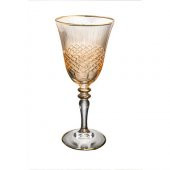 Kcd Antik Sarı Kesme El Dekor Yaldızlı Desenli Cam 6 Adet Ayaklı Bardak Kadeh thumbnail 2