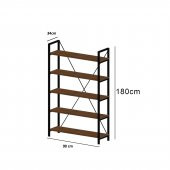Wood House - Efsun Geniş Raflı Kitaplık - Ceviz - 3