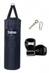 Desfabe Polydes 80x25 Cm Kolonlu Boks Kum Torbası Siyah+Askı Aparatı+Boks Eldiveni - 1