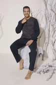 KLY 8026 Erkek Yaka Reçme Pijama Takım thumbnail 1