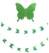 Düğün Doğum Günü Parti Dekoru Kağıt Kelebek Dizesi Çim Yeşili - 1
