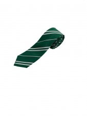 Brianze Yeşil Beyaz Çizgili Slyhterin Slim Kravat thumbnail 2