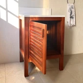 Shark Anatolia Maun Ağacı Masif Ahşap Banyo Dolabı 60cm - 3