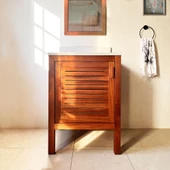 Shark Anatolia Maun Ağacı Masif Ahşap Banyo Dolabı 60cm - 2