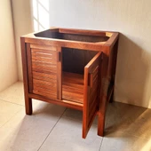 Shark Anatolia Maun Ağacı Masif Ahşap Banyo Dolabı 80cm - 6
