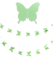 Düğün Doğum Günü Parti Dekoru Kağıt Kelebek Dizesi Açık Yeşil - 1