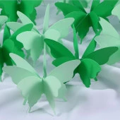 Düğün Doğum Günü Parti Dekoru Kağıt Kelebek Dizesi Degrade Yeşil - 9