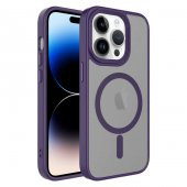 Apple iPhone 14 Pro Kılıf Mat Arka Yüzey Wireless Şarj Özellikli Flet Magsafe Kapak - 2