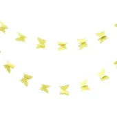 Düğün Doğum Günü Parti Dekoru Kağıt Kelebek Dizesi Açık Sarı - 3