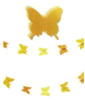 Düğün Doğum Günü Parti Dekoru Kağıt Kelebek Dizesi Degrade Sarı - 1