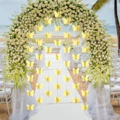 Düğün Doğum Günü Parti Dekoru Kağıt Kelebek Dizesi Açık Sarı - 4