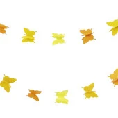 Düğün Doğum Günü Parti Dekoru Kağıt Kelebek Dizesi Degrade Sarı - 5