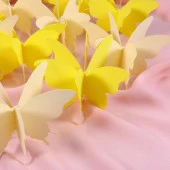 Düğün Doğum Günü Parti Dekoru Kağıt Kelebek Dizesi Degrade Sarı - 8