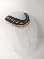 Kolye Gerdanlık Kadın Choker Bohem Kolyeler El Yapımı Uzun Püskül Boncuklar Bayan Kolye Takı Tasma - 3