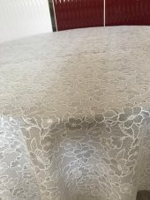 Dantel Motifli Muşamba PVC Masa Örtüsü Yuvarlak 150 cm çapında - 3