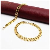 Altın Renk Zincir Erkek Çelik Bileklik - 1