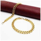 Altın Renk Zincir Erkek Çelik Bileklik - 2