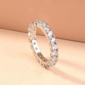 Gümüş Renk Taşlı Rhinestone Kaya Kristali Elmas Tamtur Yüzük 8 - 3