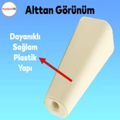 Linden Lüks Mobilya Kanepe Sehpa Tv Ünitesi Koltuk Ayağı 12 Cm Krem Oval Baza Ayakları - 3