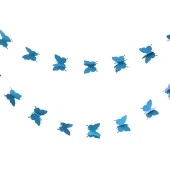 Düğün Doğum Günü Parti Dekoru Kağıt Kelebek Dizesi Mavi Renk - 3