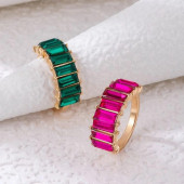 2li Baget Rhinestone Kaya Kristali Elmas Yüzük - 1