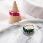2li Baget Rhinestone Kaya Kristali Elmas Yüzük - 3