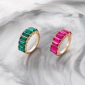 2li Baget Rhinestone Kaya Kristali Elmas Yüzük - 4