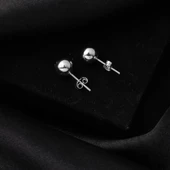 14 Ayar Beyaz Altın Top Küpe 8 mm. - 4