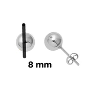 14 Ayar Beyaz Altın Top Küpe 8 mm. - 5
