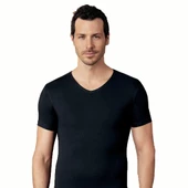 Şahinler Erkek Kısa Kol V Yakalı Likralı Süprem Atlet Renkli E073 thumbnail 2