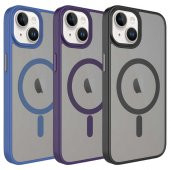 Apple iPhone 14 Kılıf Mat Arka Yüzey Wireless Şarj Özellikli Flet Magsafe Kapak - 1