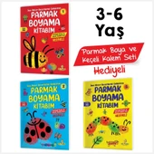 3-6 Yaş İnce Motor Becerilerini Geliştiren Parmak Boyama Kitabım Serisi (Parmak Boya ve Keçeli Kalem Seti Hediyeli) - 1